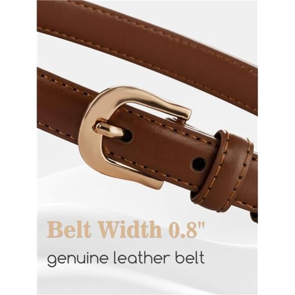 Women\'s Skinny Leather Belt for Jeans Dresses Pants Ladies Thin Soft Waistband main image 6